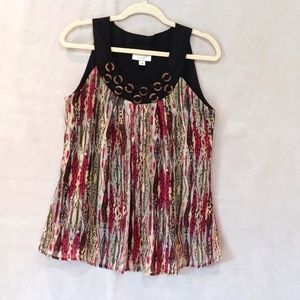 Circular Neckline Sleeveless Top with Ring Detail by Dress Barn